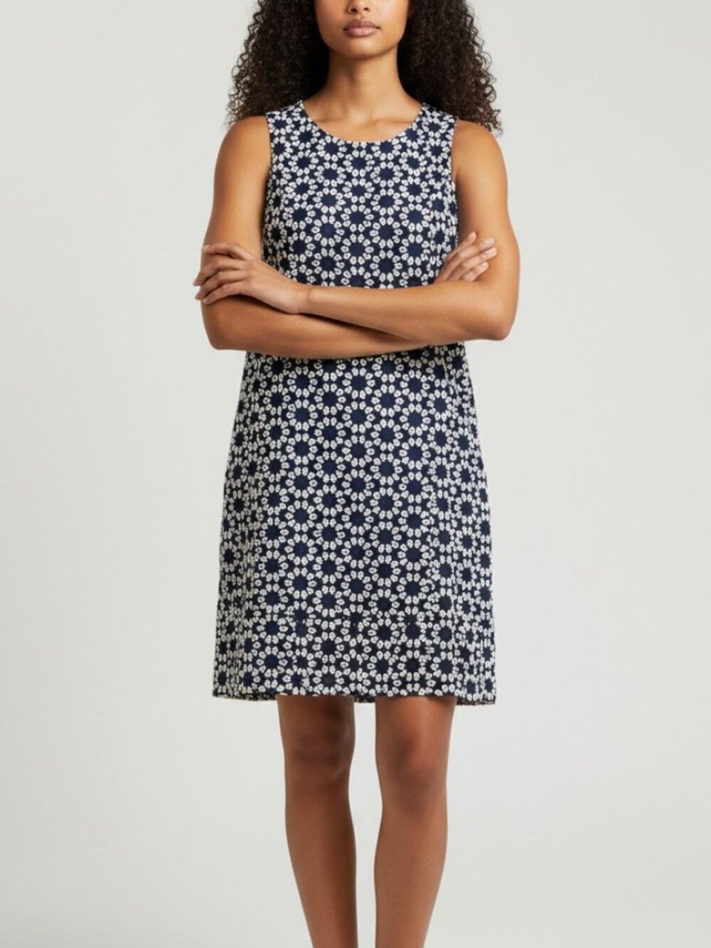 Peck & Peck vintage embroidered sleeveless sheath dress Women's 4 navy feminine